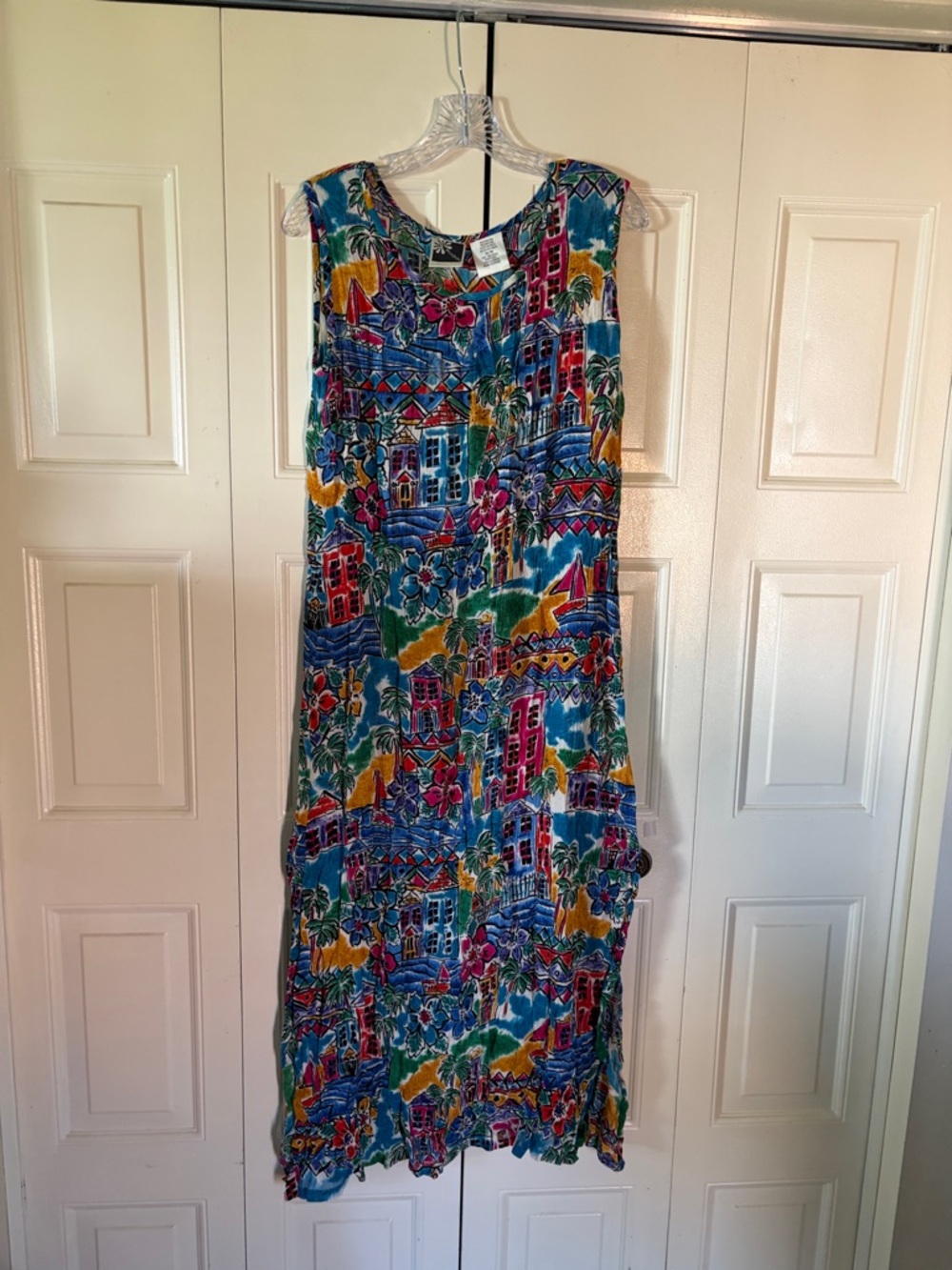 Vintage Phool Festival Eclectic Boho Lightweight Maxi Summer Packable Crinkle M